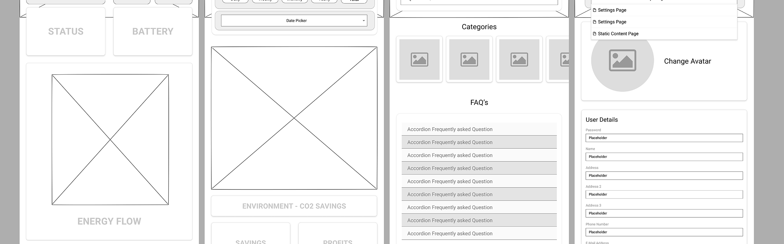 Top level wireframes